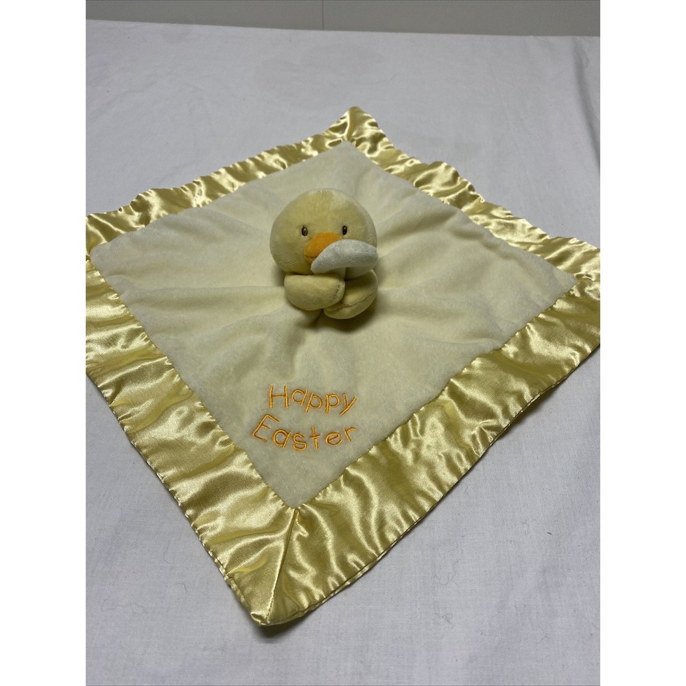 Baby Gund Lovie Plush Satin Edge Lovey Happy Easter Chick Yellow Blanket